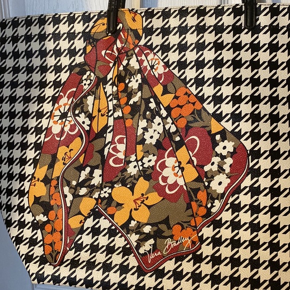 Vera Bradley Large Vinyl Tote Houndstooth Zippered - Picture 3 of 13